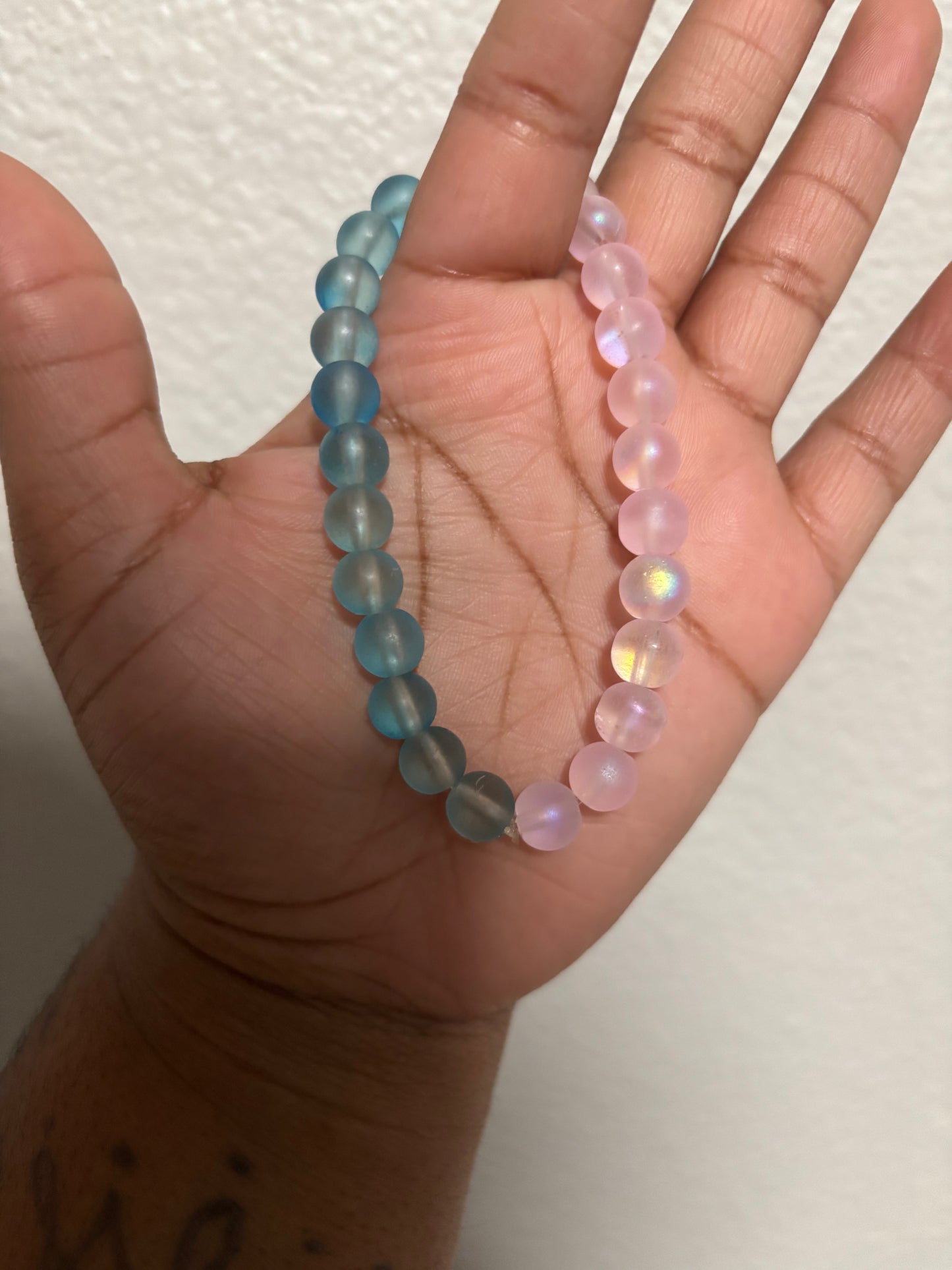 Blue & Pink Split Bead Bracelet