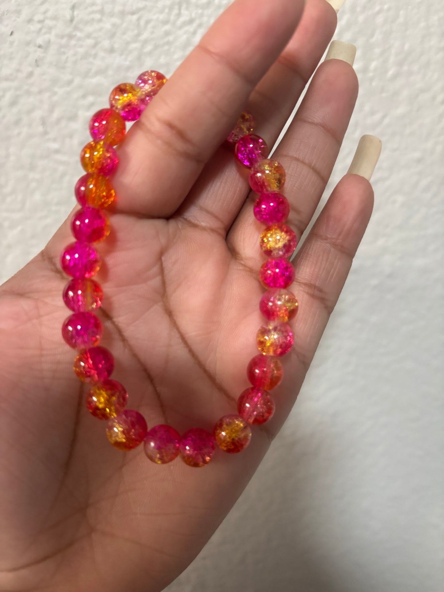 Pinkish Yellow Bead Bracelet