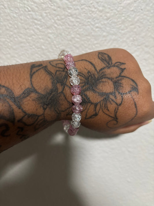 Clear & Pink Bead Bracelet