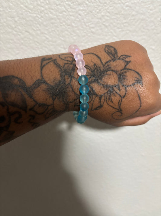Blue & Pink Split Bead Bracelet