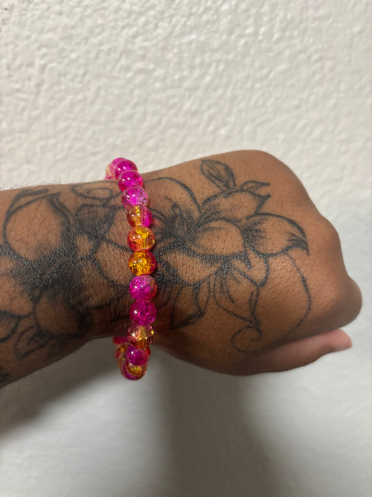 Pinkish Yellow Bead Bracelet