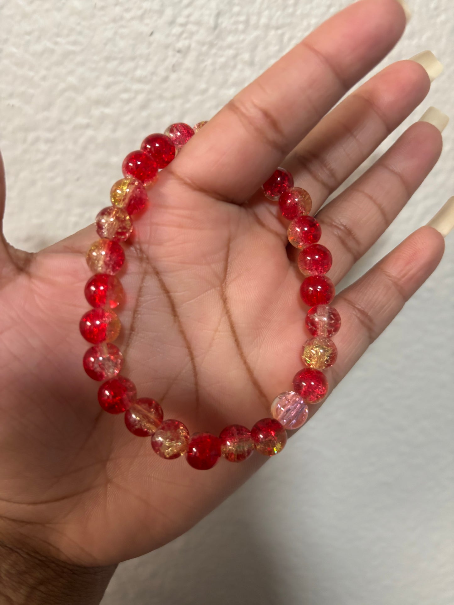 Redish Yellow Bead Bracelet