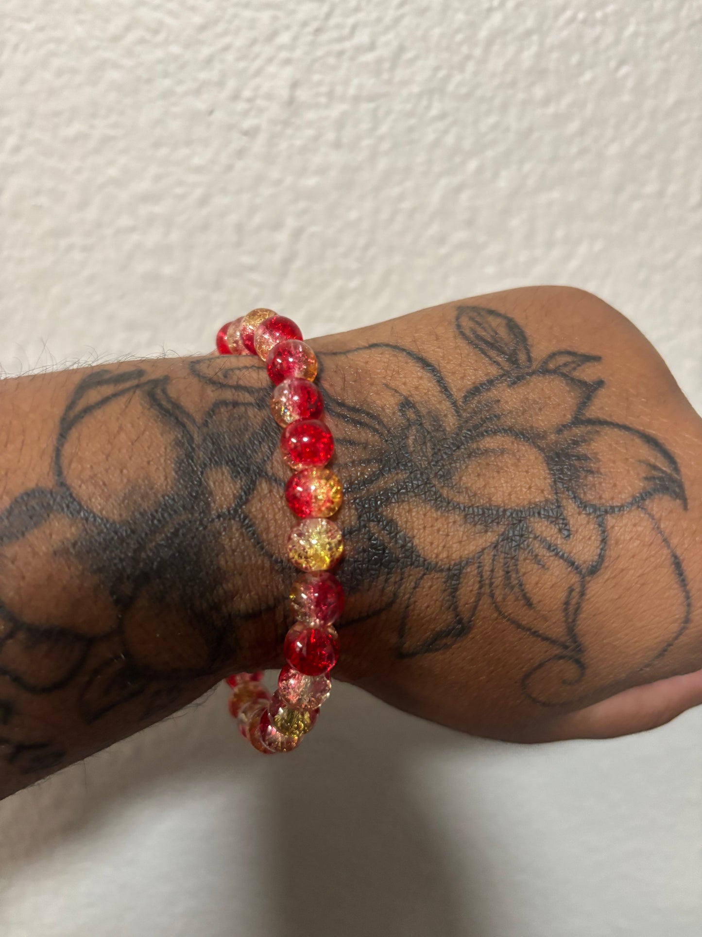 Redish Yellow Bead Bracelet