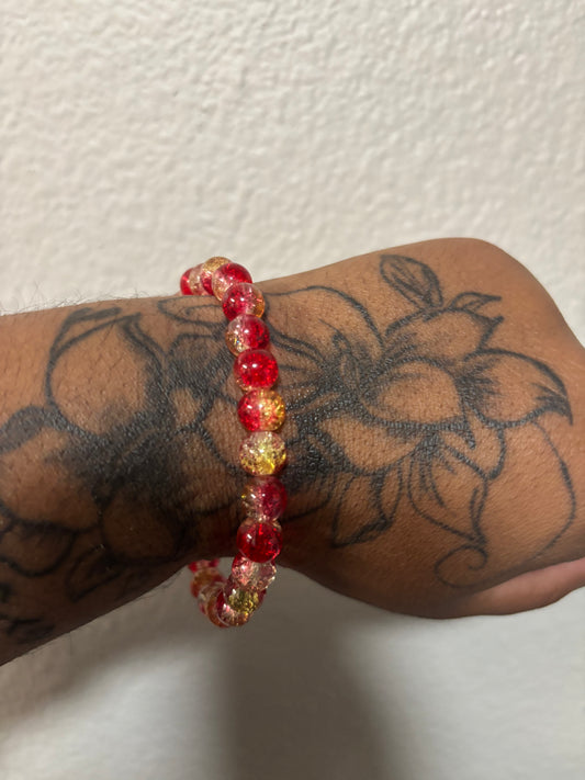 Redish Yellow Bead Bracelet