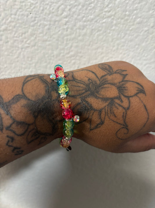 Red & Green Elephant Bead Bracelet